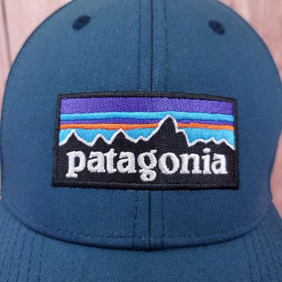 2017 Patagonia P-6 Logo Stretch Fit Hat Cap Mens Size Large Teal Blue 38098 - Picture 12 of 16